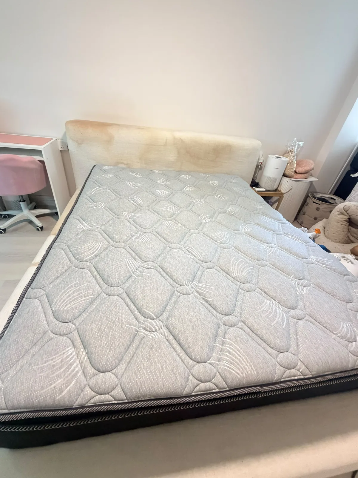 Bedroom mattress before deep cleaning โ visible surface staining