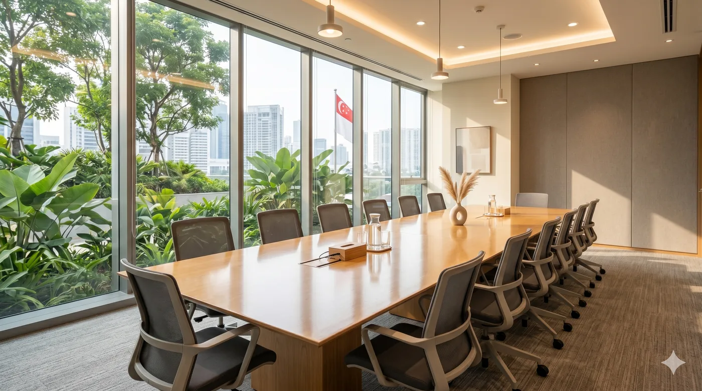 Premium Singapore office meeting room, immaculately clean